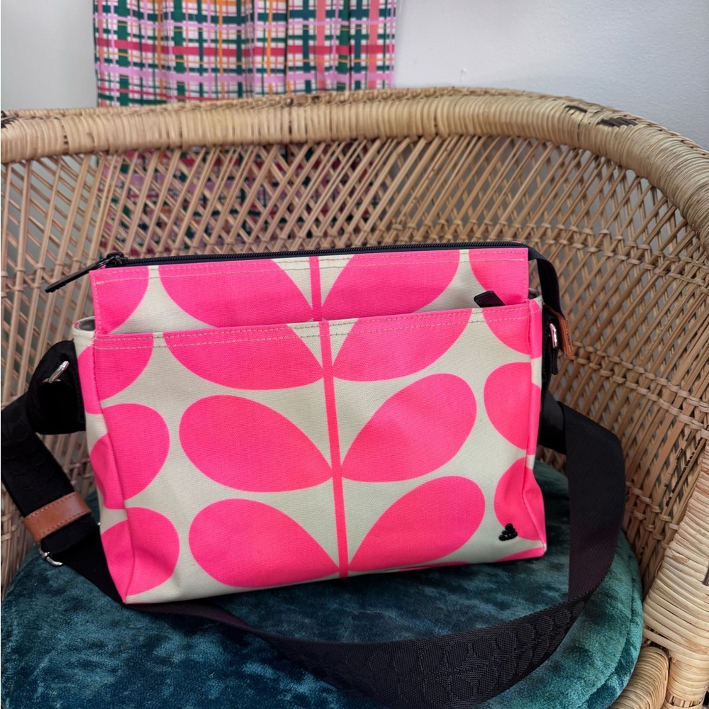 Orla Kiely Pink and Cream Crossbody Bag